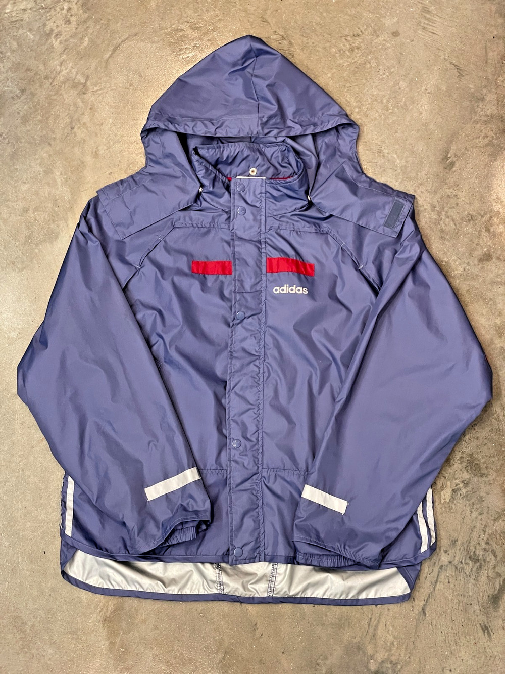 Vintage Rare 90s Adidas Trefoil Bold Spellout Windbreaker Mens L Packable Purple